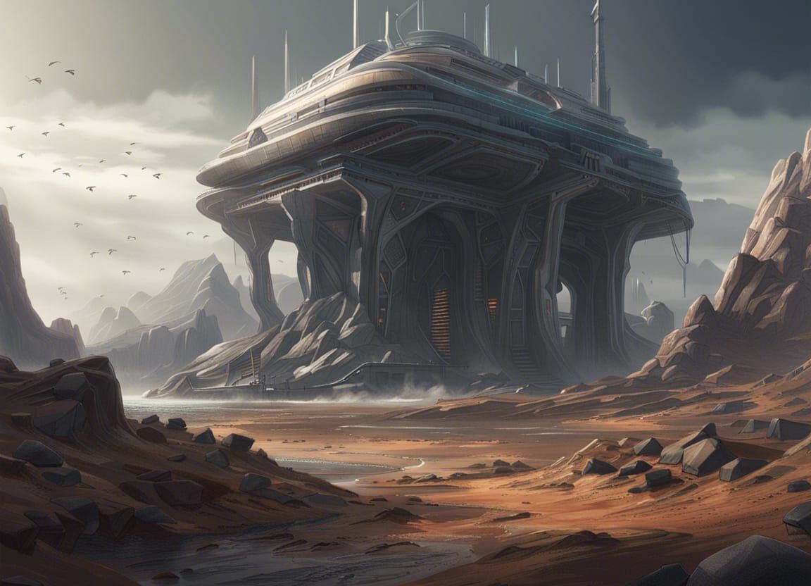 Concept art of an alien structure landscape - AI Generated Artwork ...