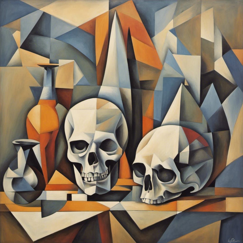 A Cubist Painting Of A Still Life With Realistic Skulls Cranes   JJ56y3vcw6rPTvDMy3ok  1  Mn6rg 