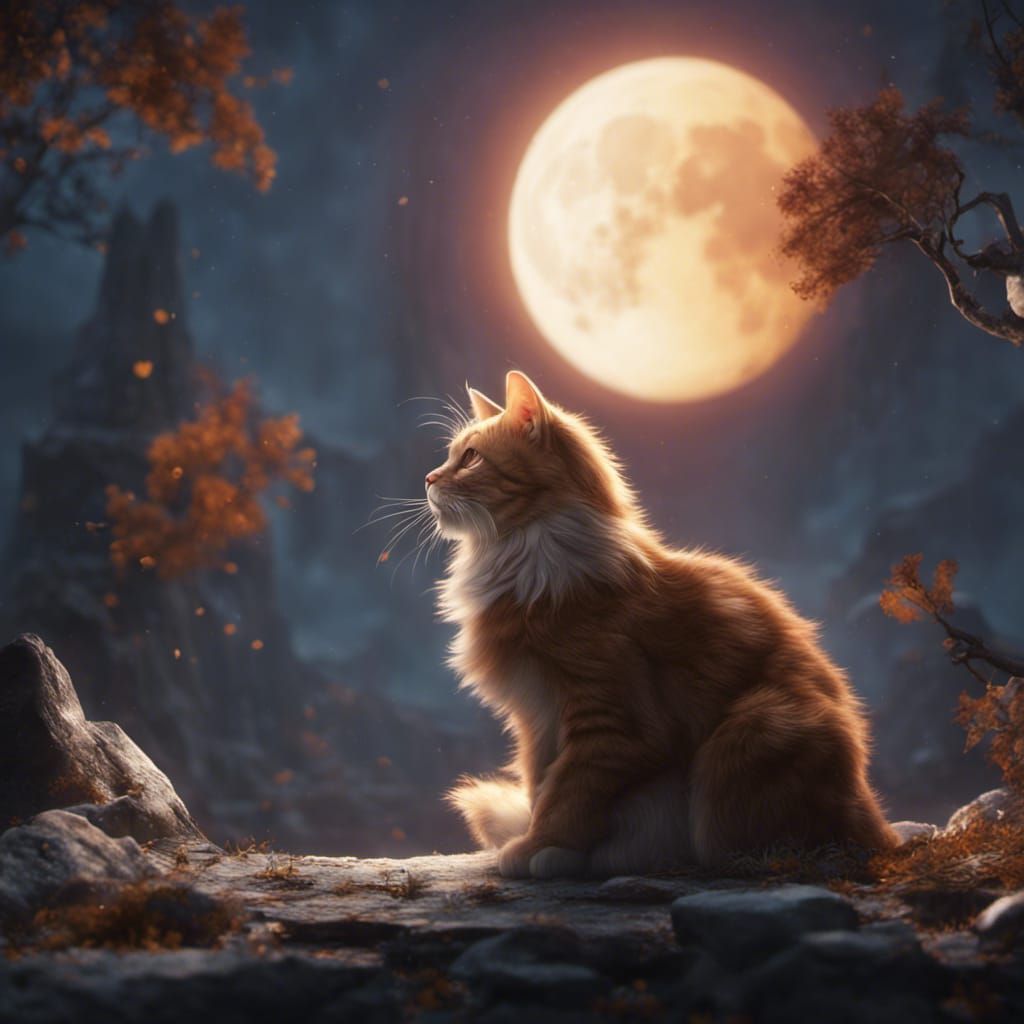 Meow at the Moon  by @Dman