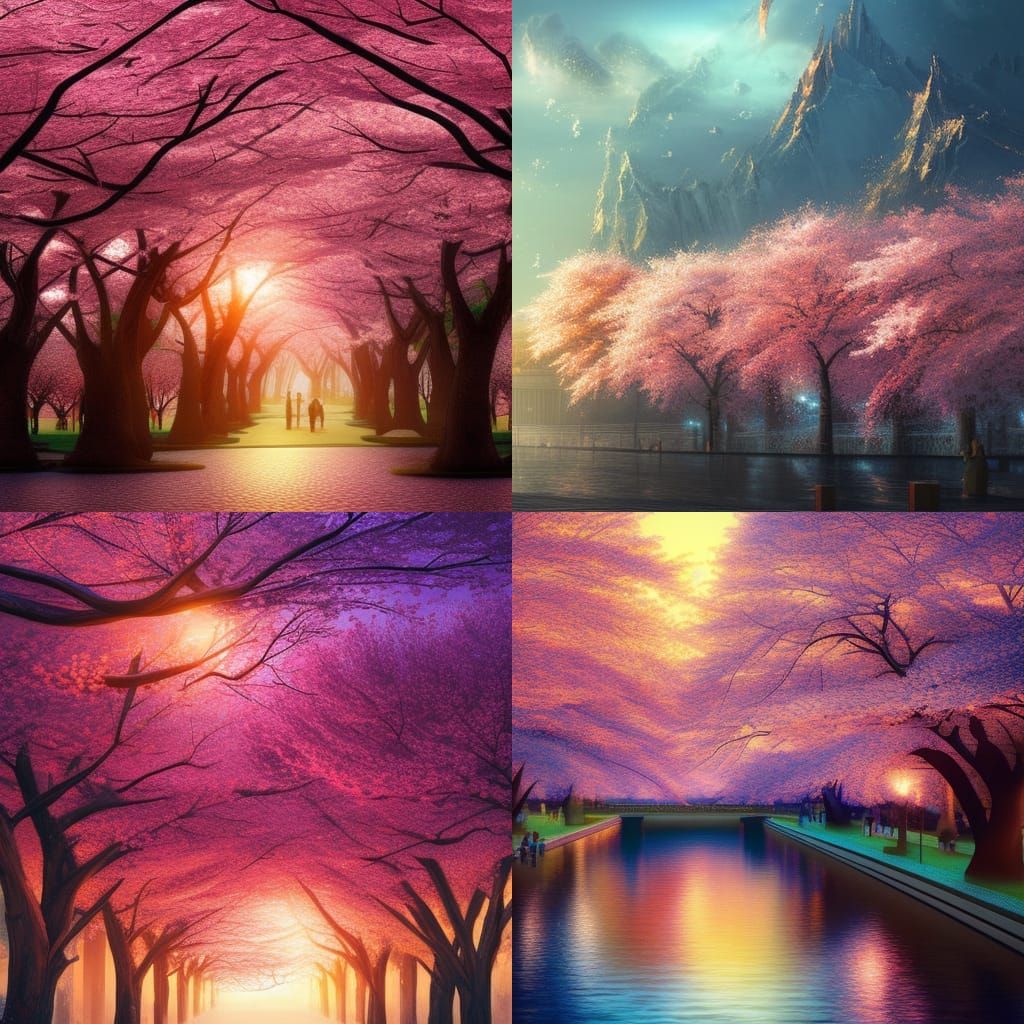 warm lighting cherryblossoms