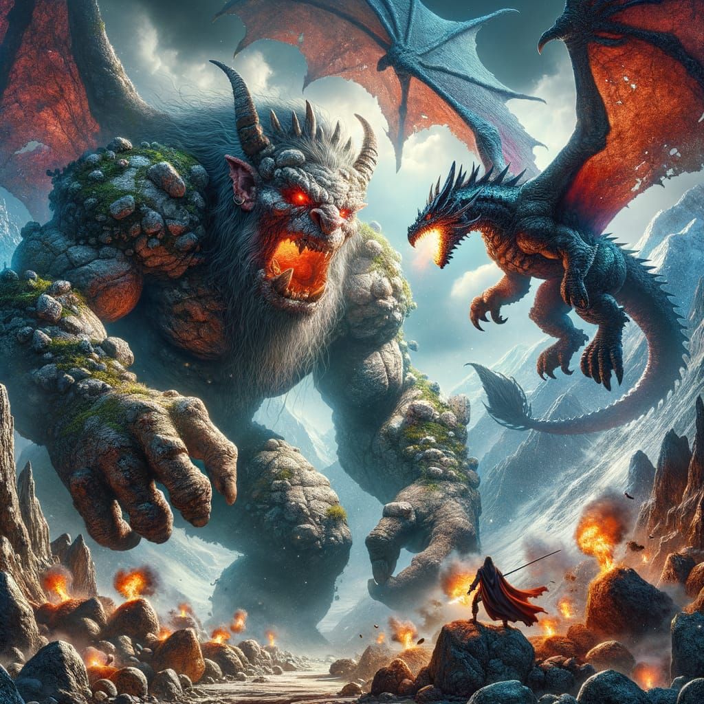 Epic Battle: Mountain Troll vs Sapphire Dragon