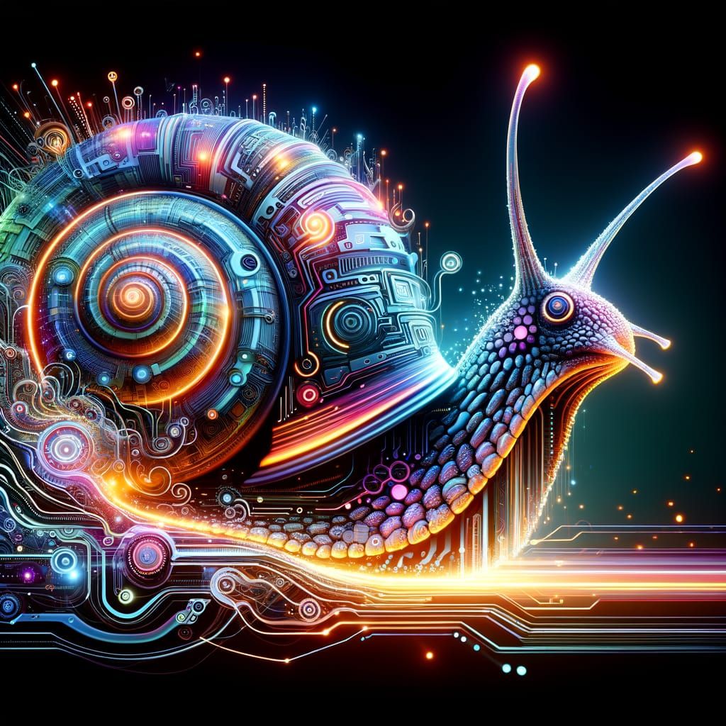 Futuristic Mechanical Snail with Digital Circuits