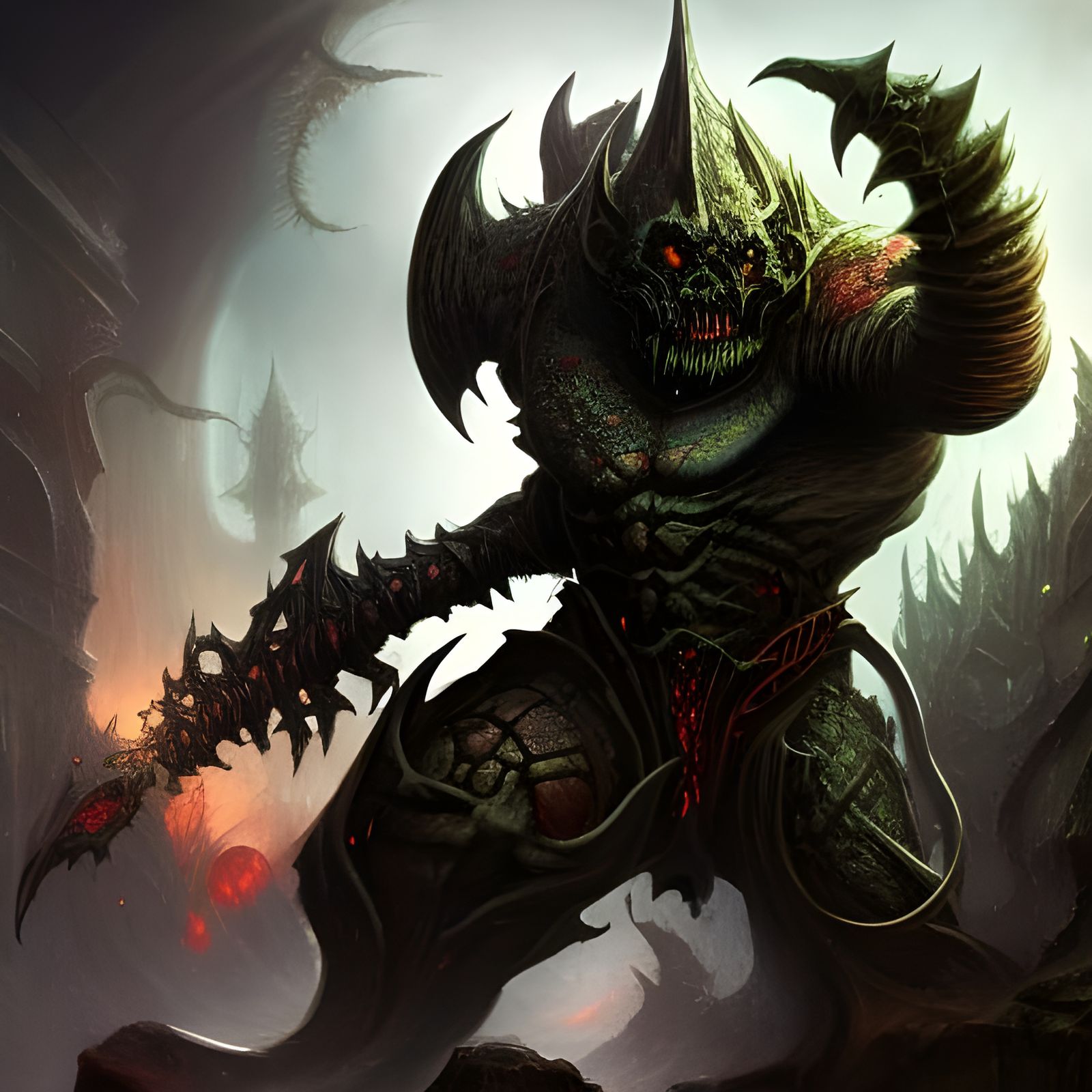 lovecraftian horror, panoramic, detailed, splash art, noise,...