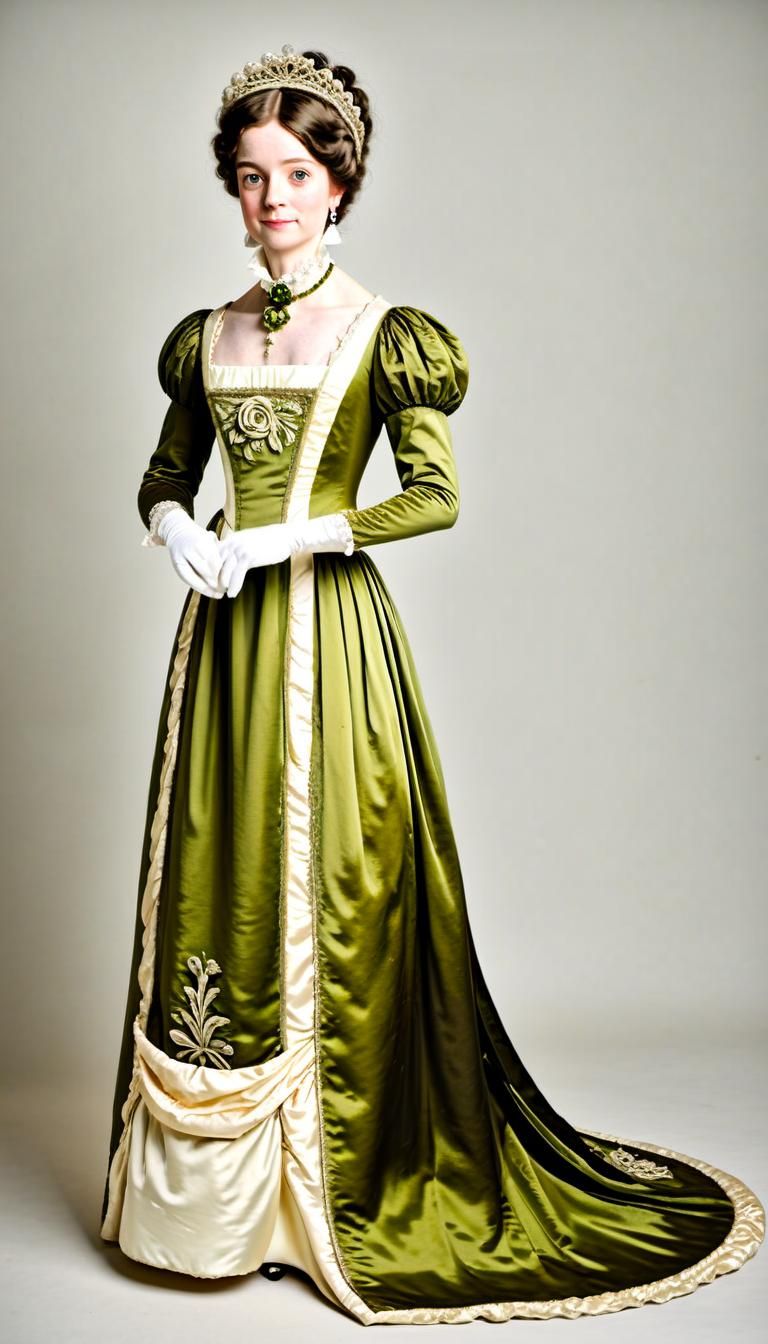 Regency Era Royal Ball Gown in Olive Green