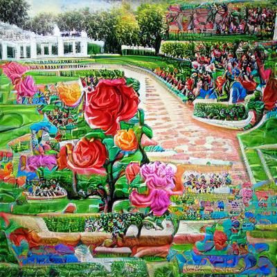 Rose garden in full bloom
