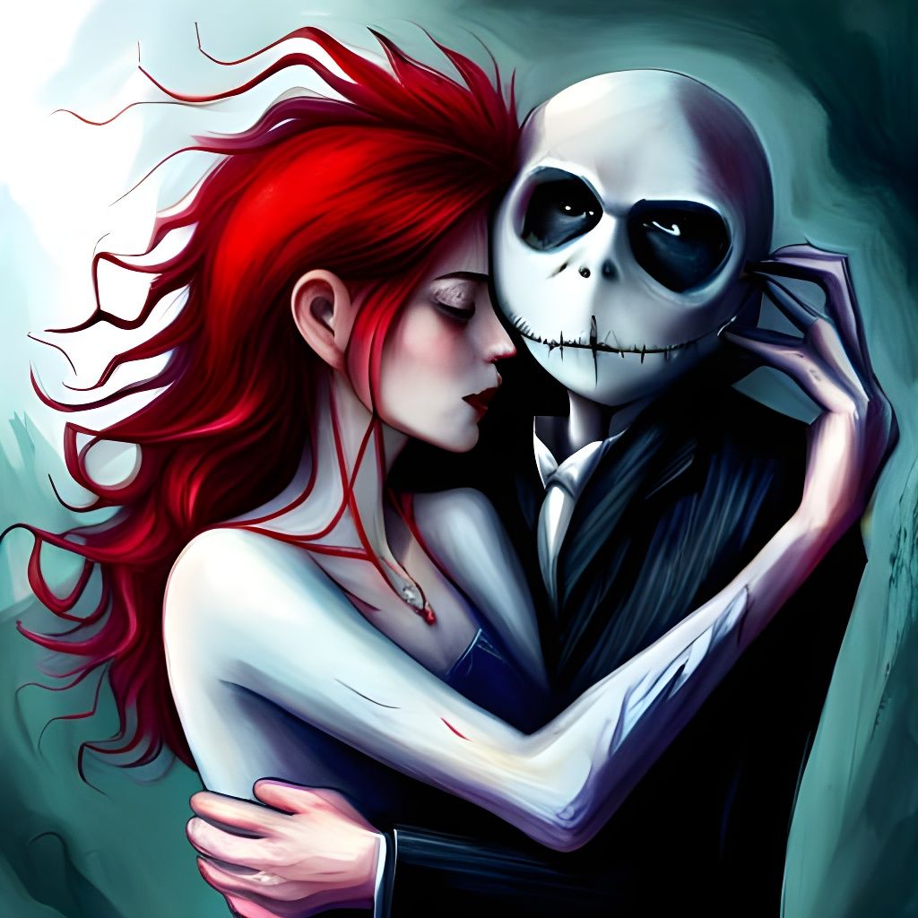 Jack and Sally: A Tim Burton Style Embrace