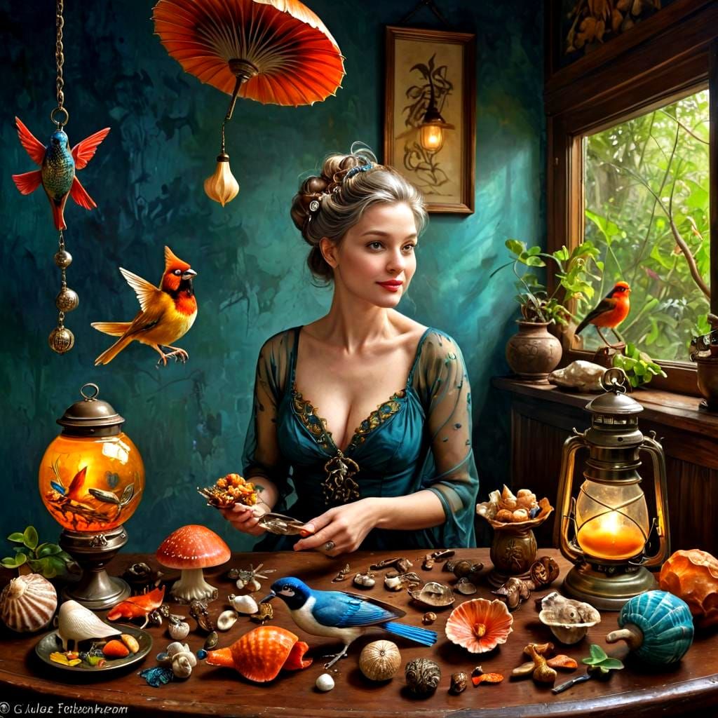 Ethereal Woman in Vibrant Surrealist Wonderland