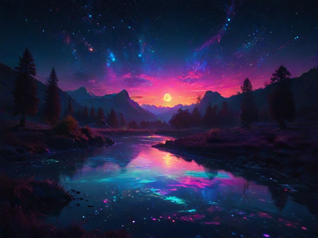 Galaxy over river - AI Generated Artwork - NightCafe Creator