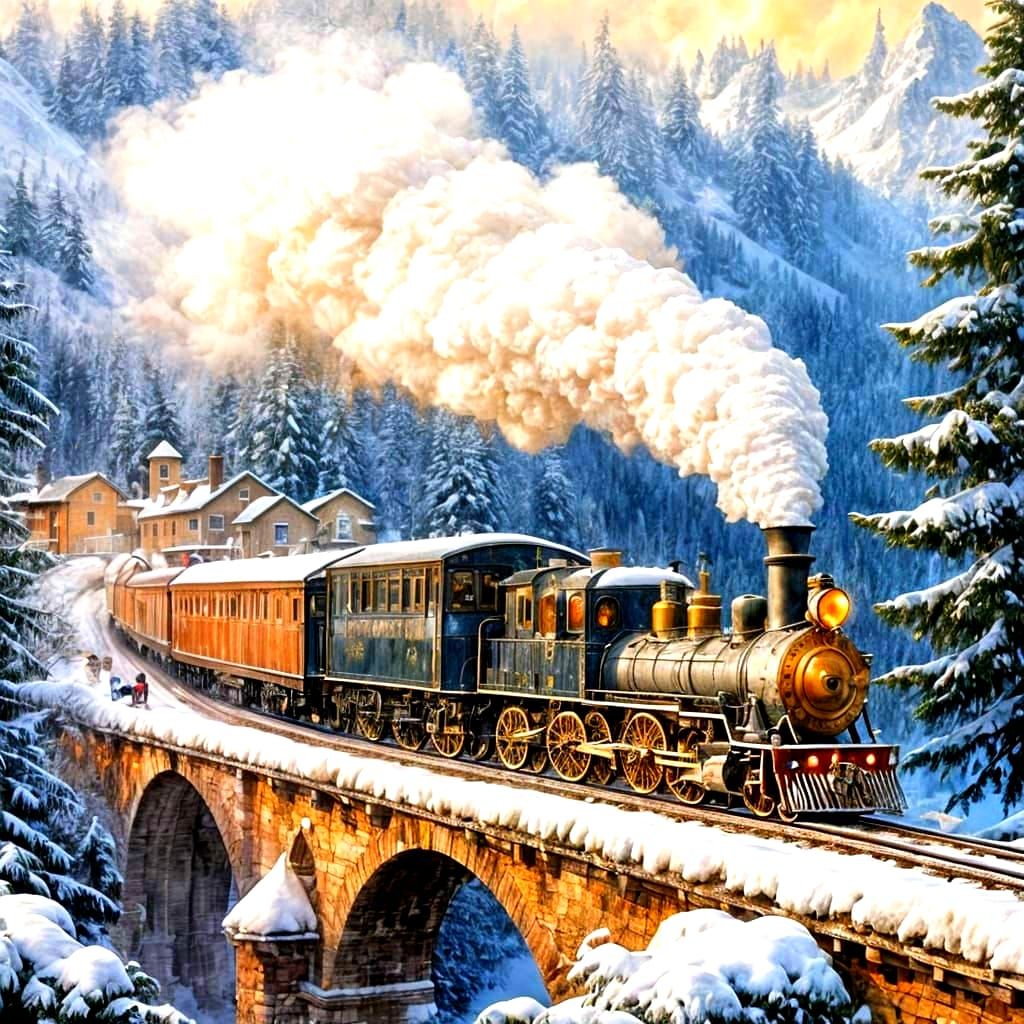 A vintage steam red train with ornate gold and black detailing ...  by @Baltazar