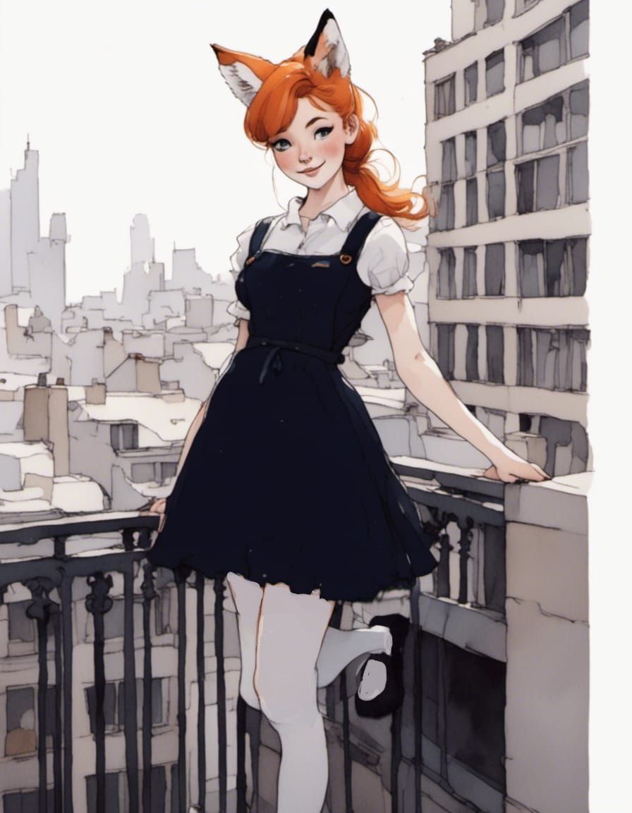 Adorable Fox-girl VIXEN standing on a balcony 3.