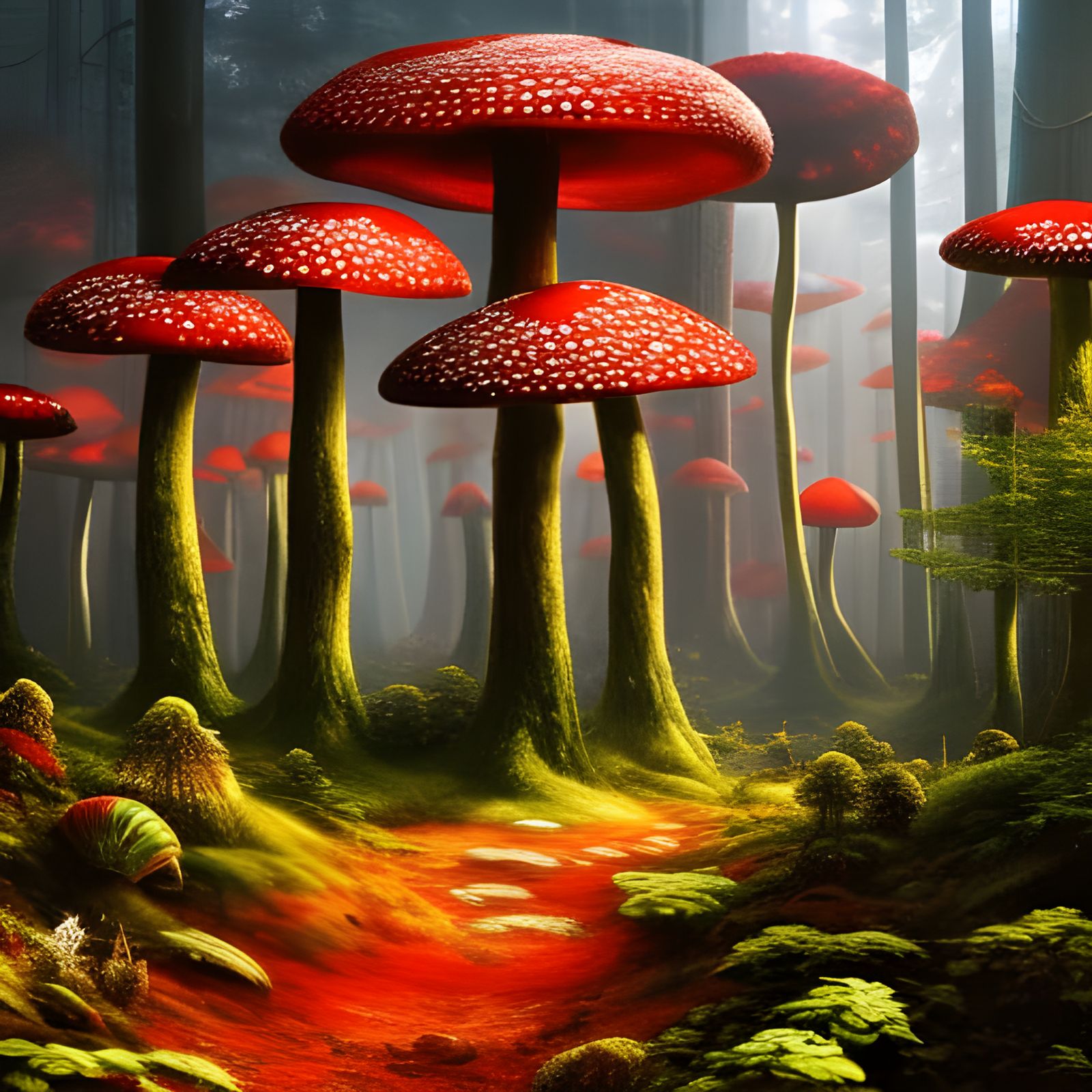 Amanita Muscaria Forest - AI Generated Artwork - NightCafe Creator