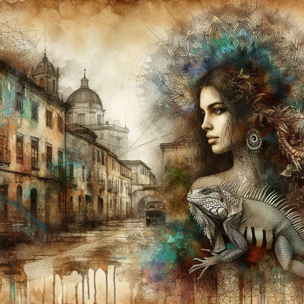 the woman with the iguana