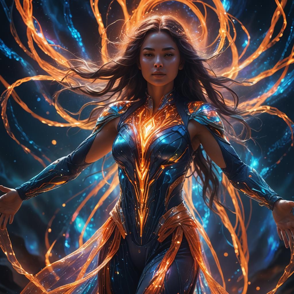 Woman made of energy 