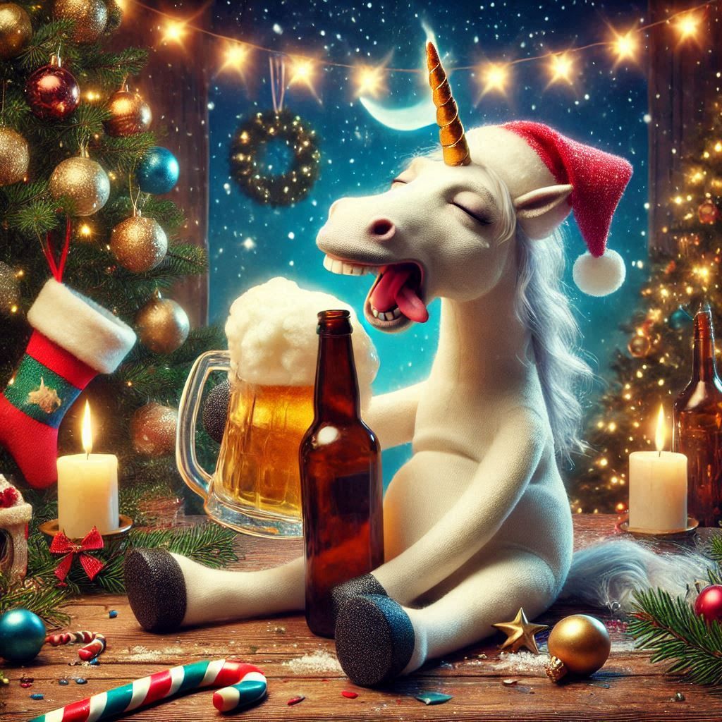 Drunk unicorn in Christmas