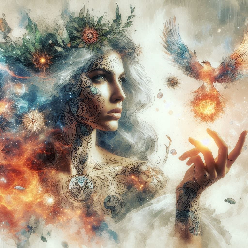 double exposure beautiful fantasy DALL-E 3 portrait landscap...