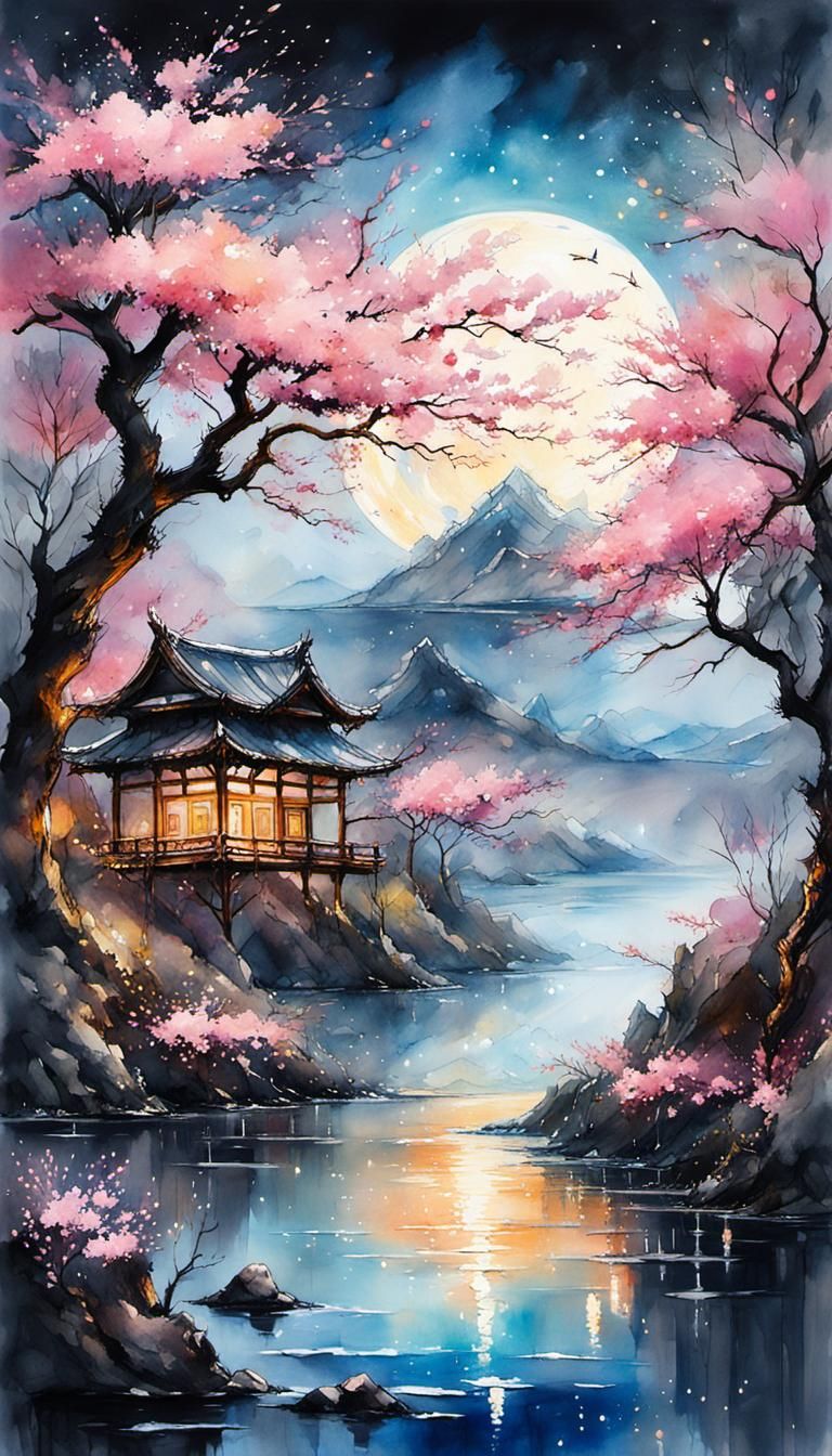 Temple in Blossoming Solitude  by @Jasmine Liu