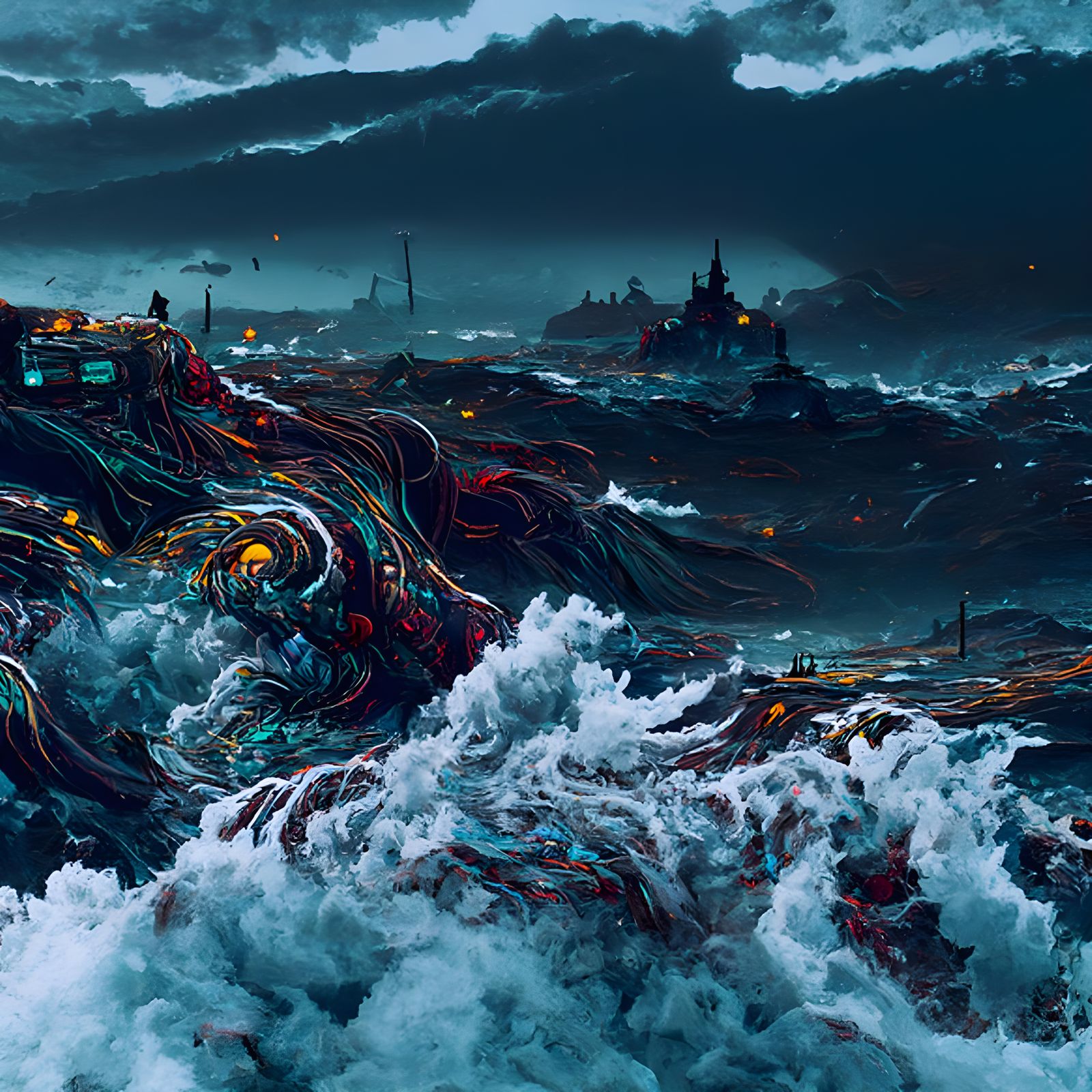 Ocean Maelstrom Digital Illustration in Hyperrealism