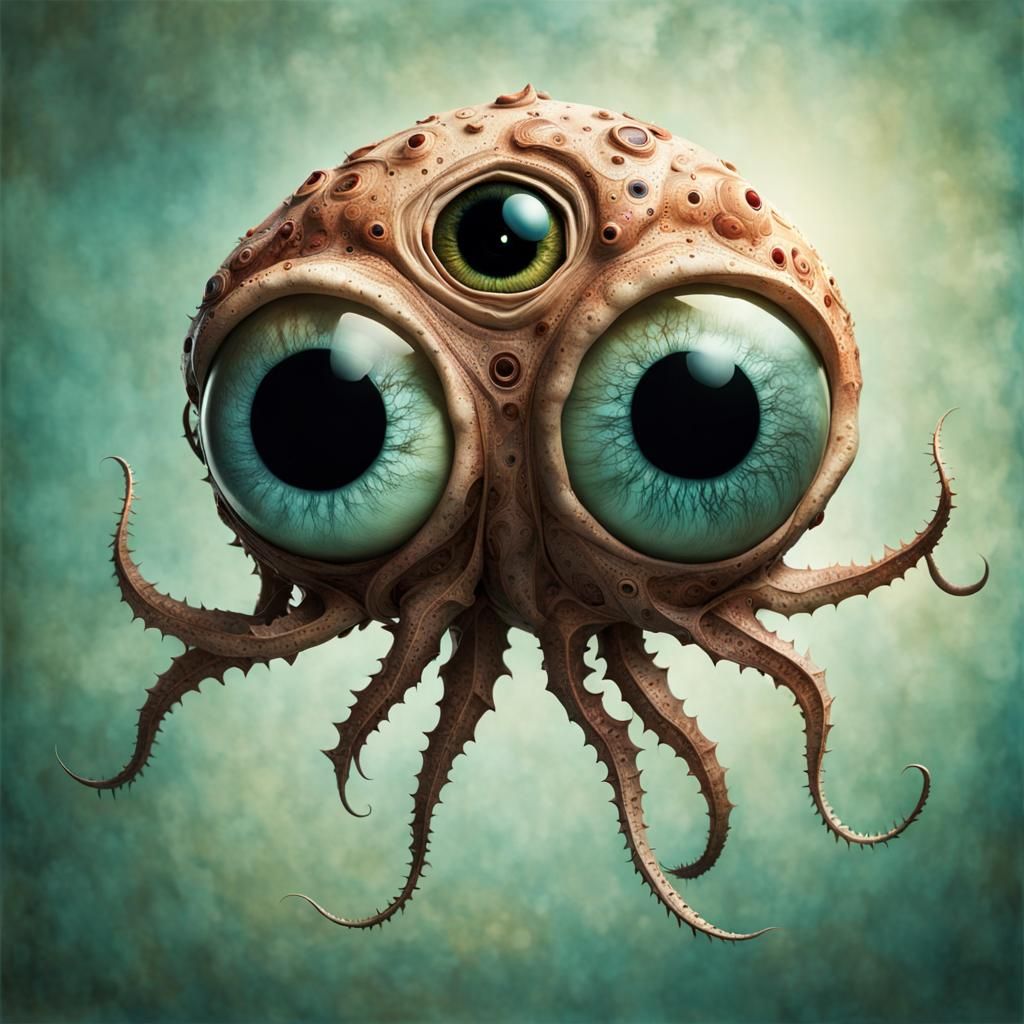 Adorable Alien Squid Eyeball in Digital Circlism