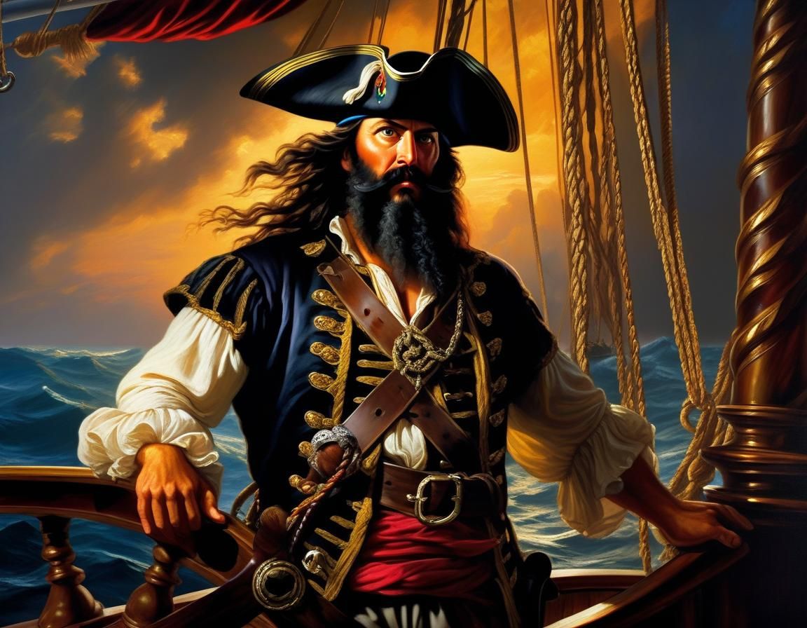 Masterpiece oil painting of Blackbeard - AI Generated Artwork ...