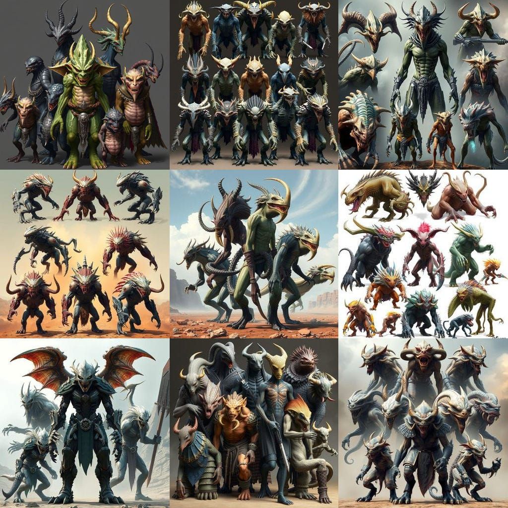 Surreal Assembly of Diverse Humanoid Species with - AI Art