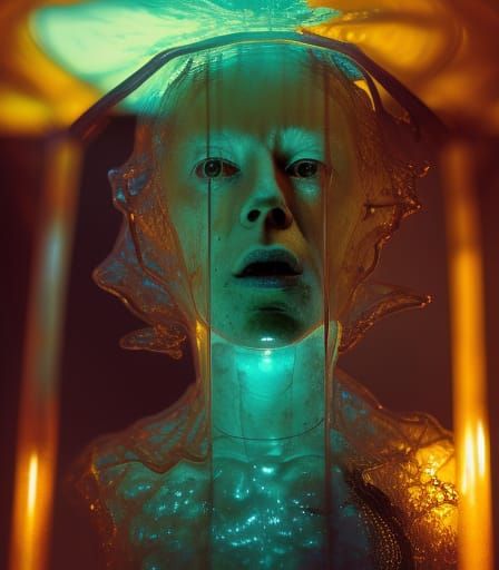 Anxiety Encased: Hyperrealistic Venetian Glass Photo