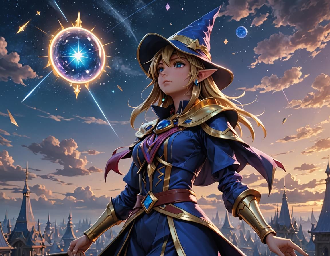 Dark Magician Girl from yugioh looking up the sky wishing fo...