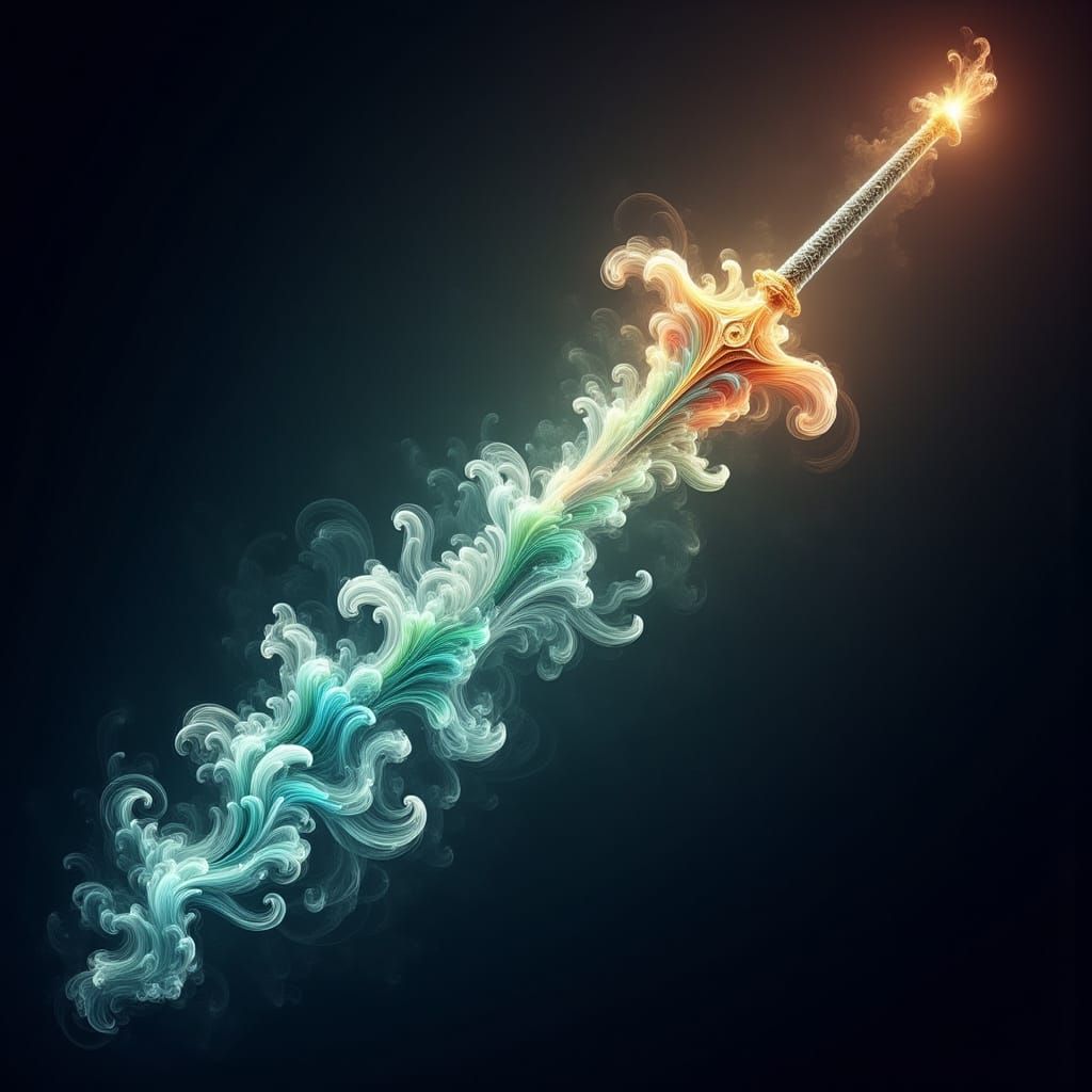 a blazing fire sword that emanates the power of water with it  by @Chevy Clarence