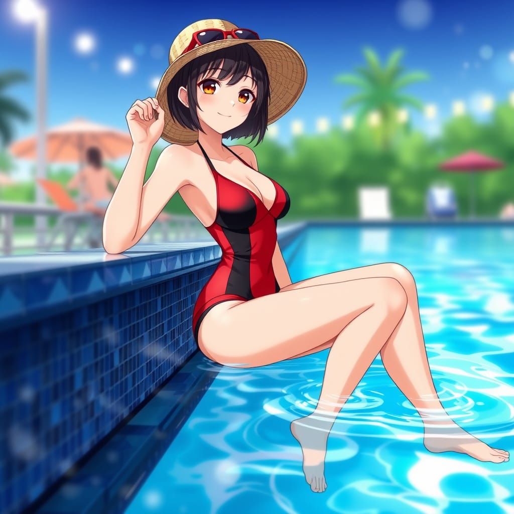 Pool Party: Thailandese Woman in Anime Style