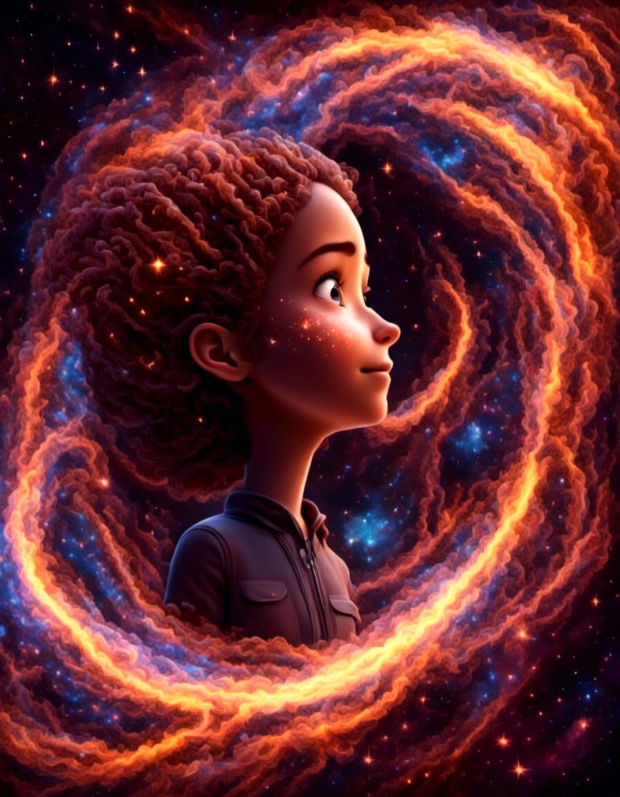 Pixar Style Concept Art with Consuming Fire Interior