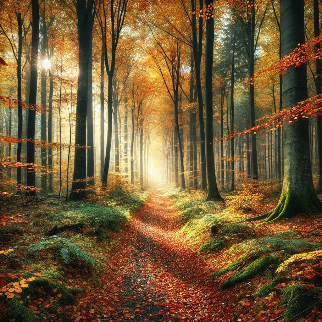 Autumn forest path