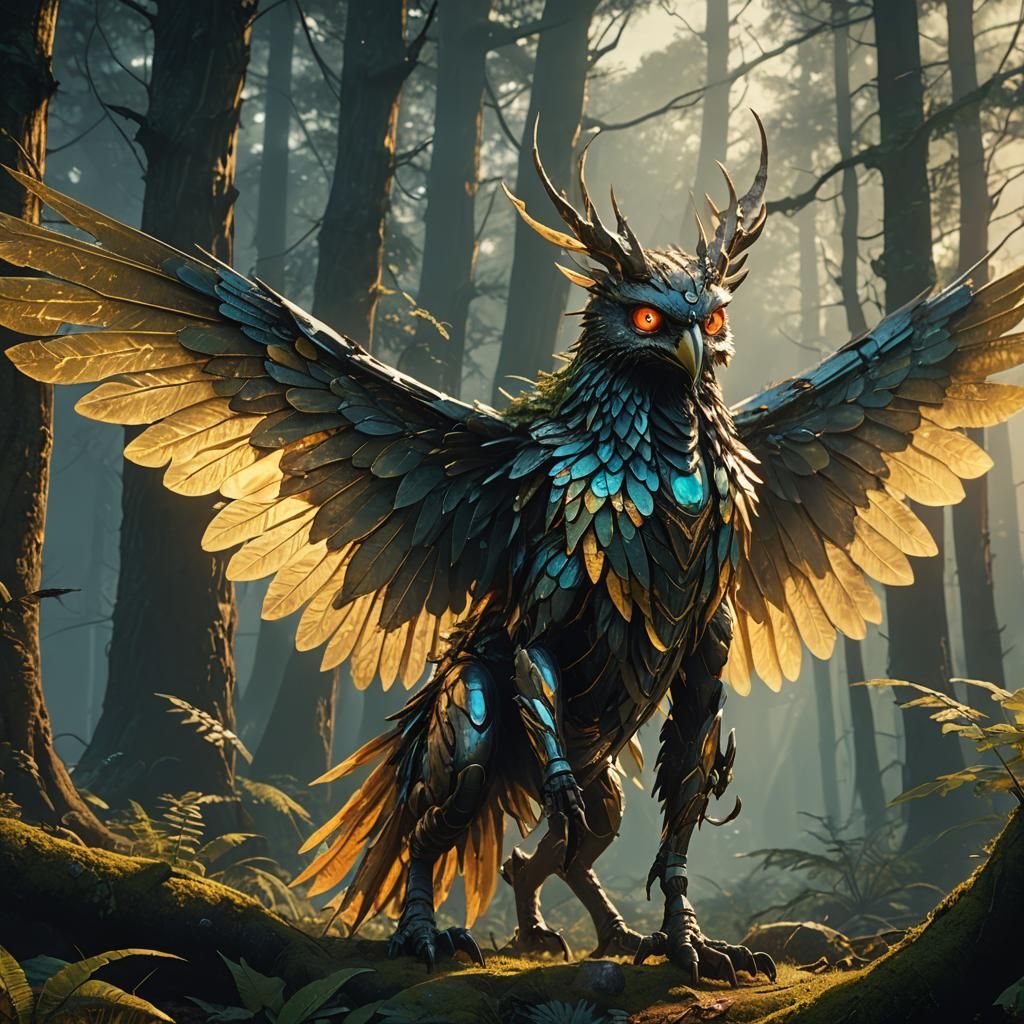 Mystical Creature in Ancient Forest