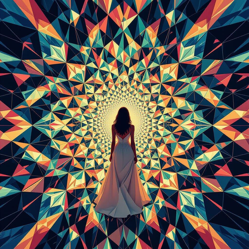 kaleidoscope art scene broken into mirrored sections  by @Pukinette