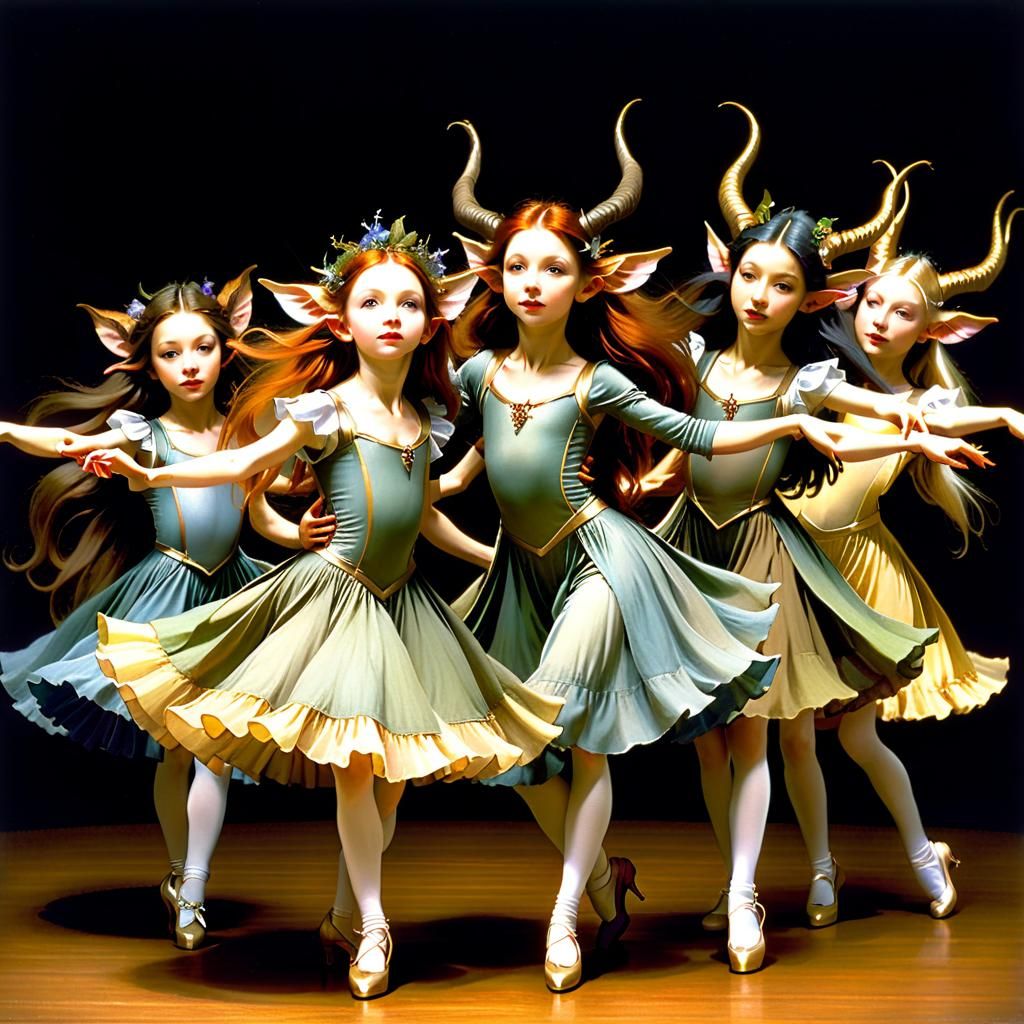 The Dance Class in the style of Brian Froud  by @BunnyFooFoo