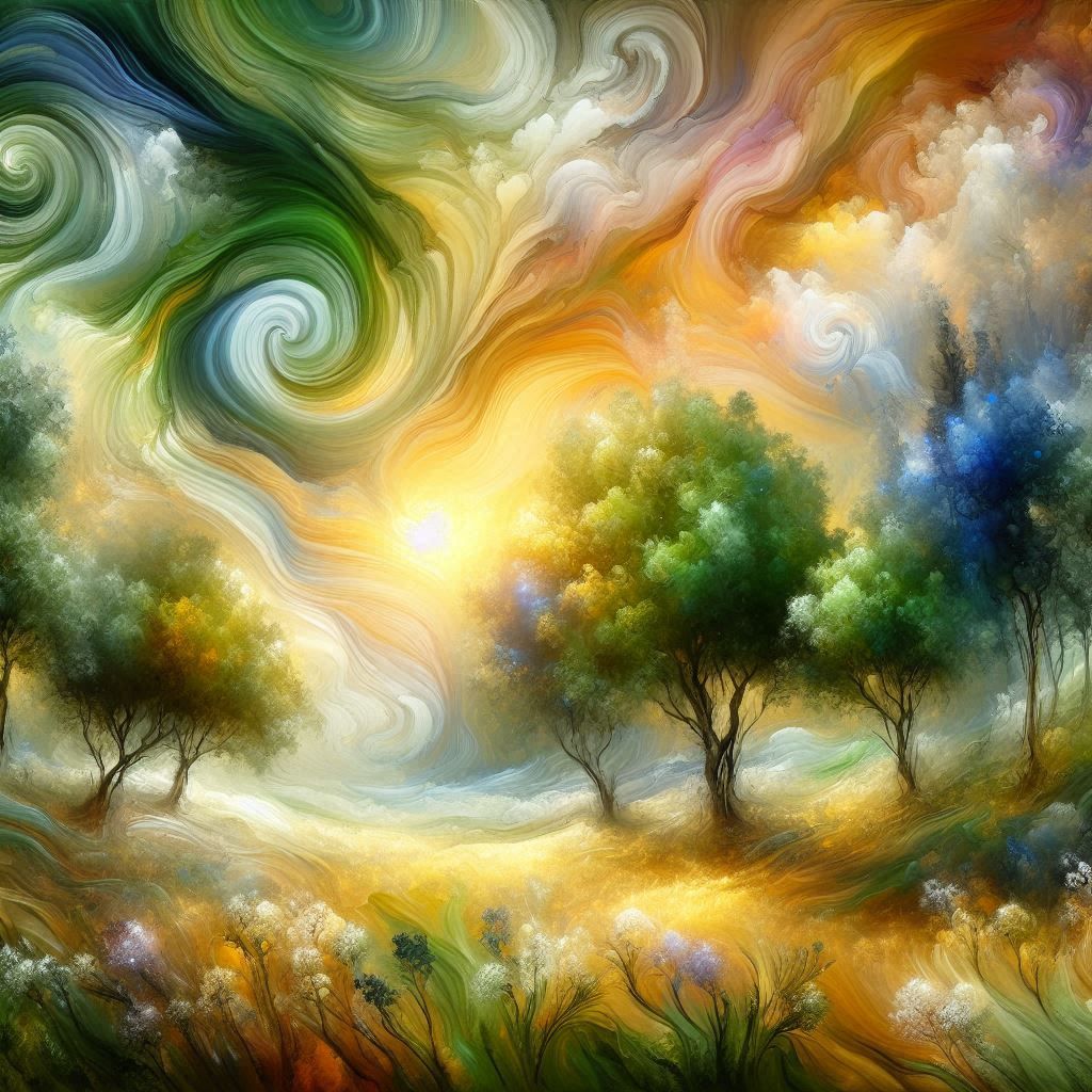 An enchanting impressionist landscape of a summer meadow