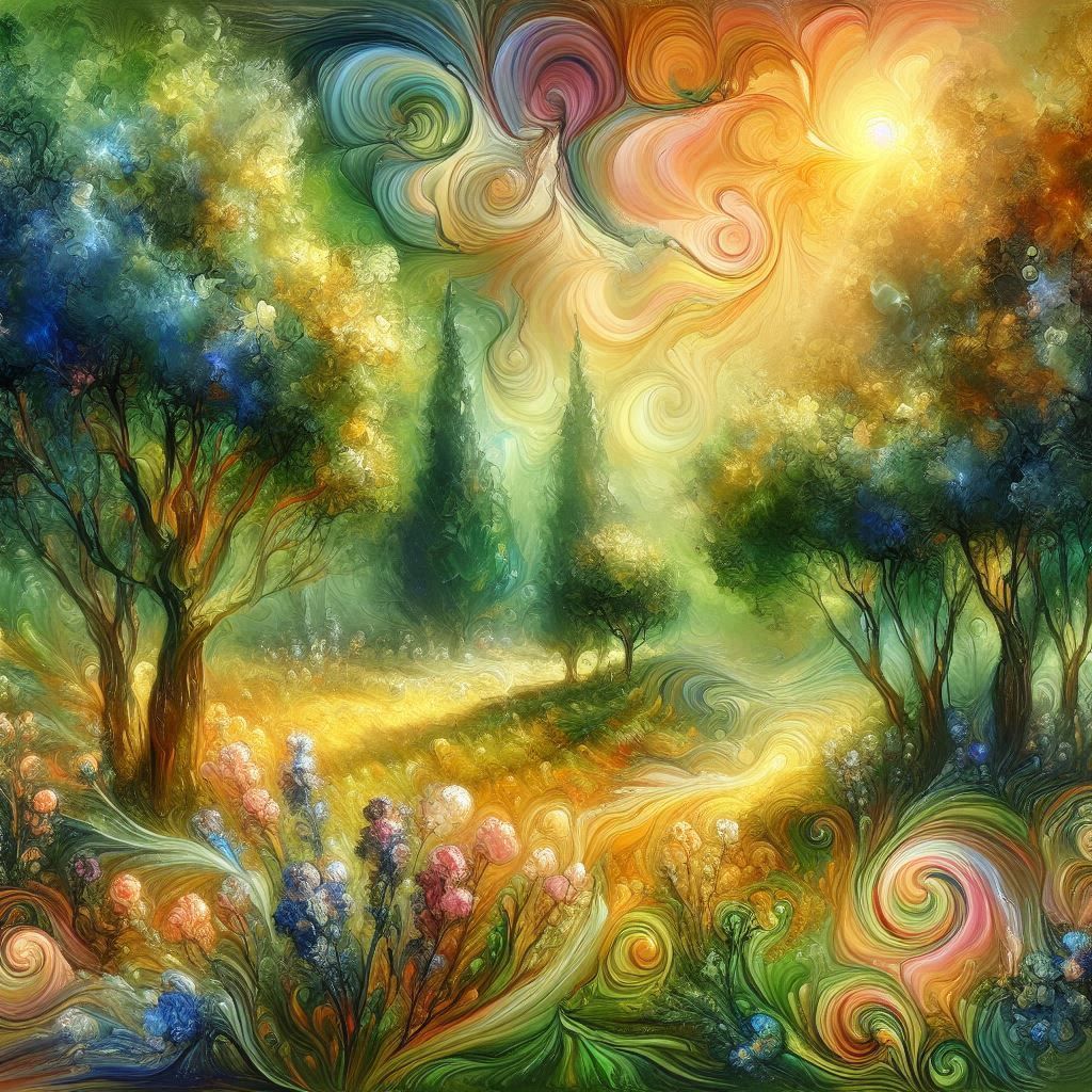 An enchanting impressionist landscape of a summer meadow