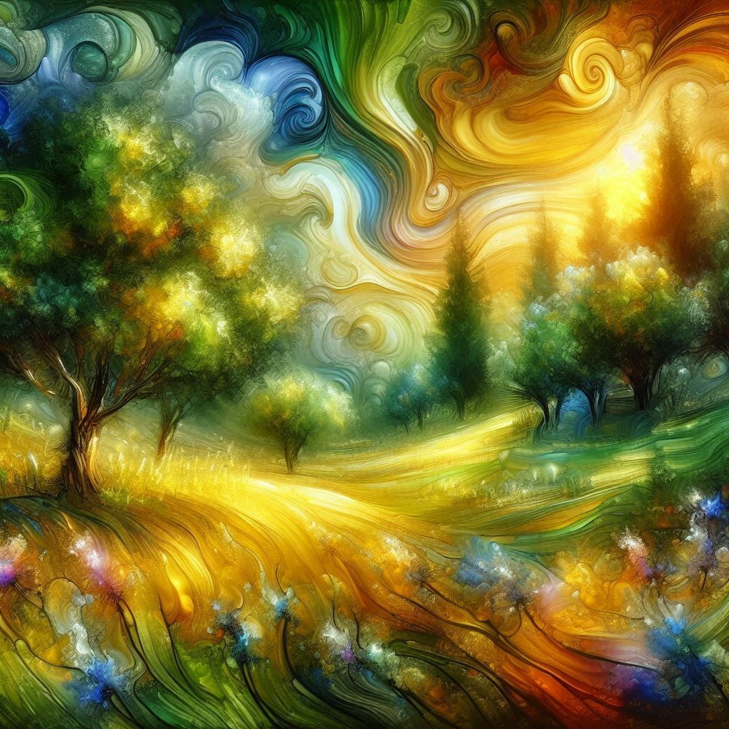 An enchanting impressionist landscape of a summer meadow