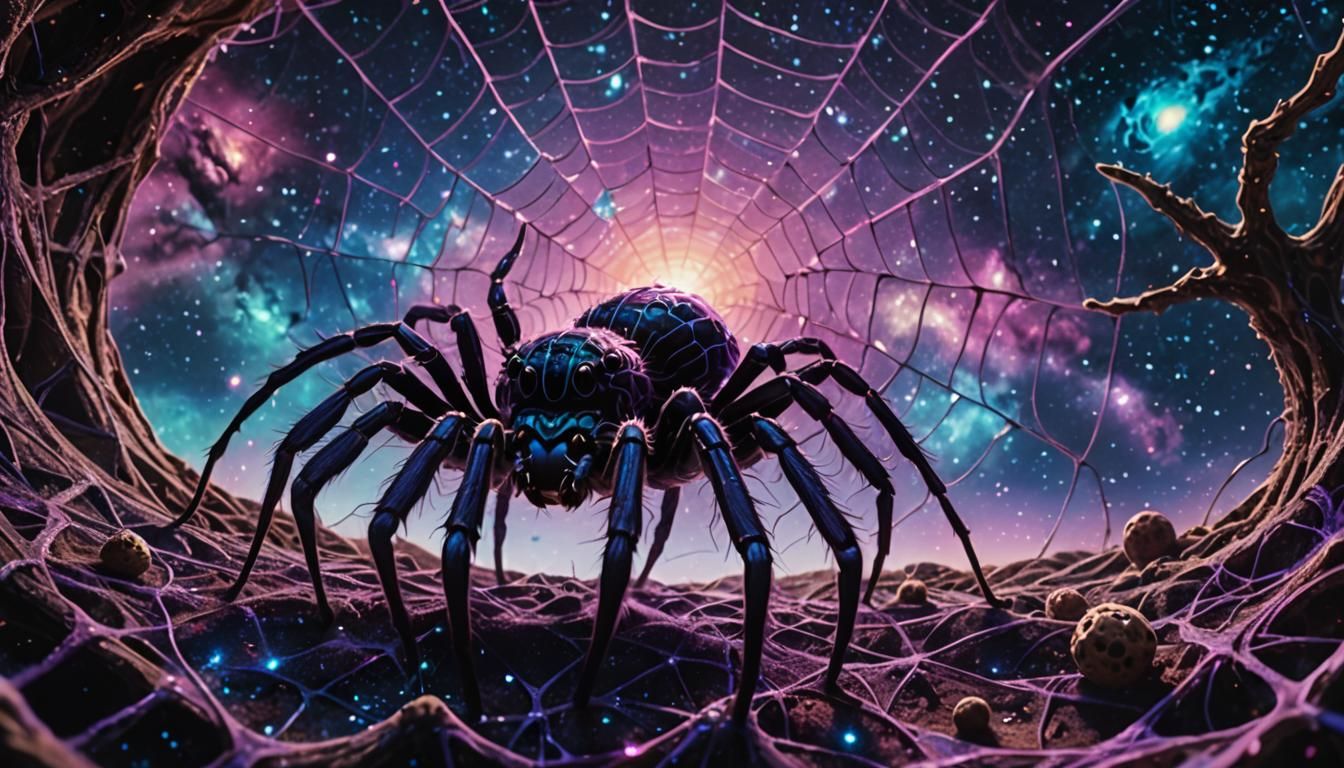 Cosmic stringed web of the galactic spider