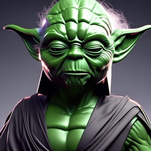 Mecha Master Yoda while meditating AI Generated Artwork NightCafe