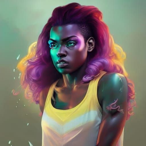 bismuth steven universe rainbow hair dark skin strong tough ...