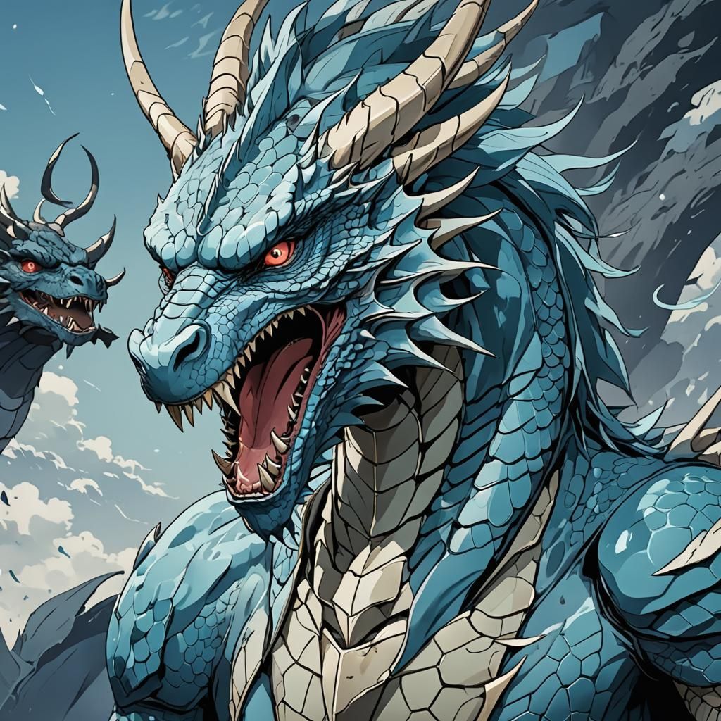 Dragon Japanese light blue skin