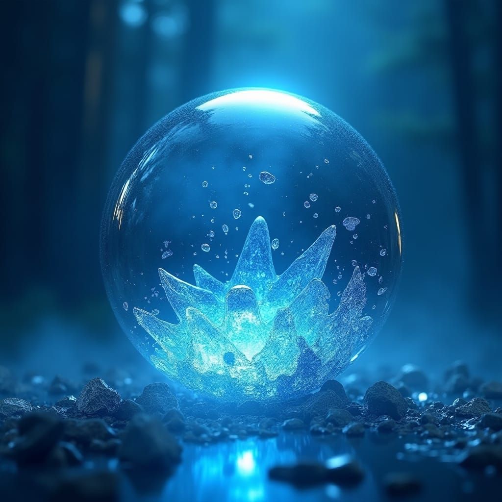 Crystal Orb Shattering in Cobalt Blue Atmosphere