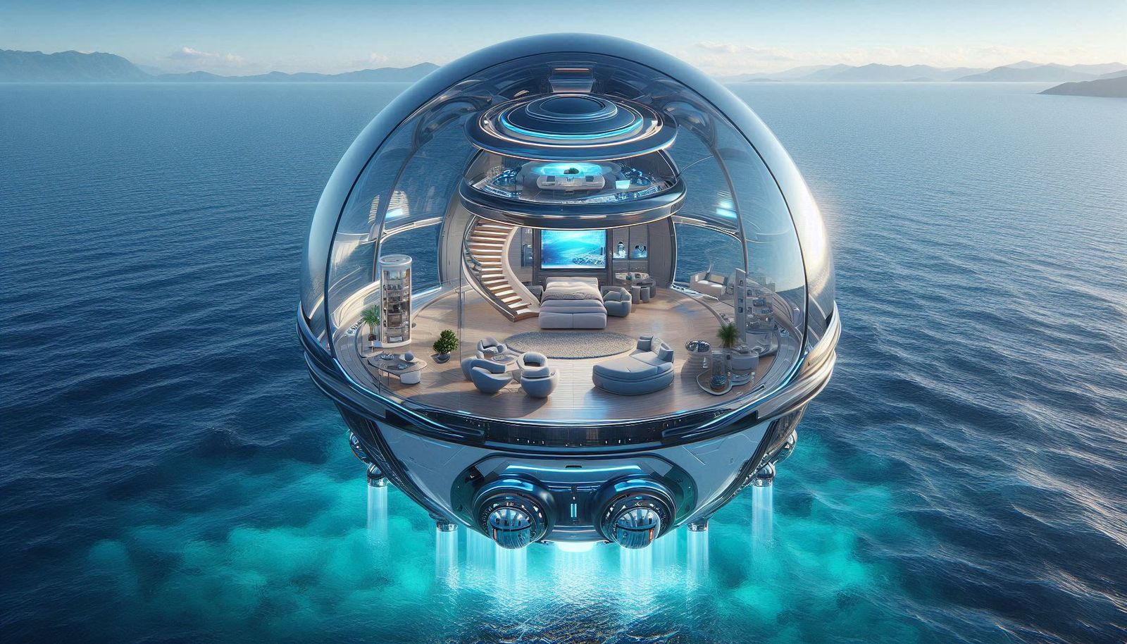 Sci-fi  spherical spacecraft vehicle and self-contained habitat.