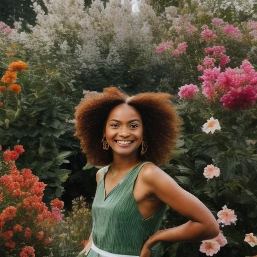 A realistic portrait of a lady in a flower garden <lora:Mira:1.0> <lora:botanical-floral V1:1.0> …  by @g r r c