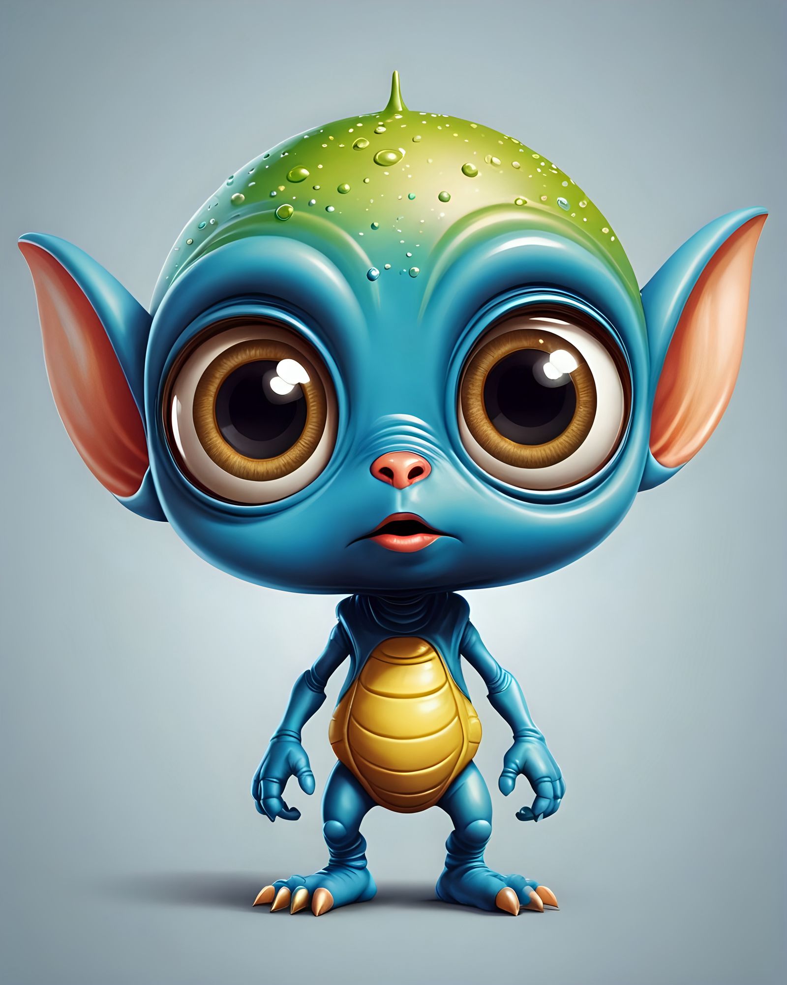 Portrait of a cartoon alien with big eyes