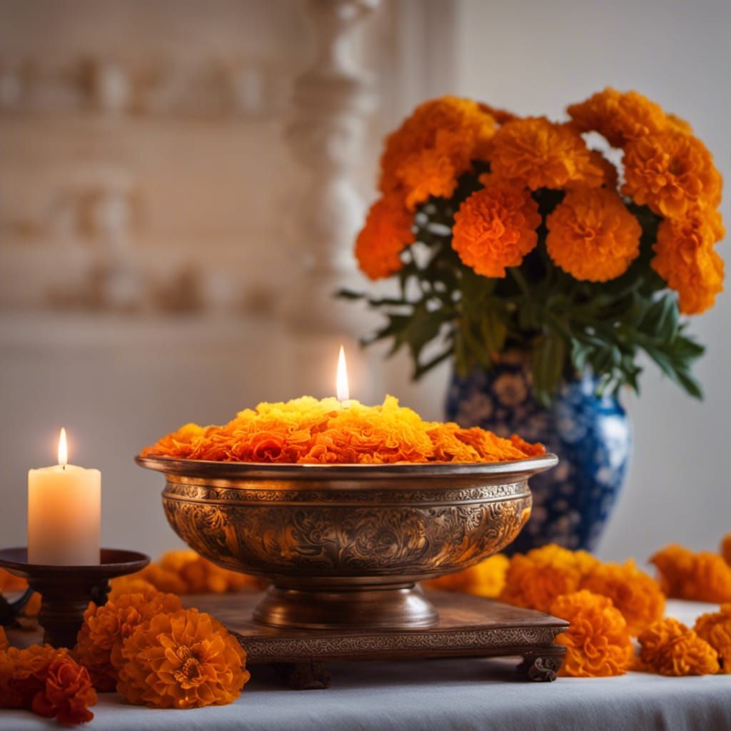 marigolds for puja ceremony AI Generated Artwork NightCafe Creator