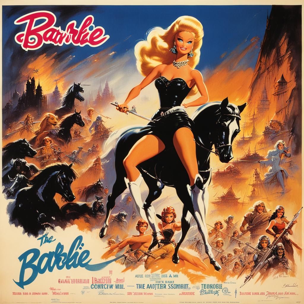 Poster for Barbie movie designed by Frank Frazetta