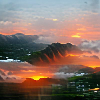 Hawaii sunrise over the mountains