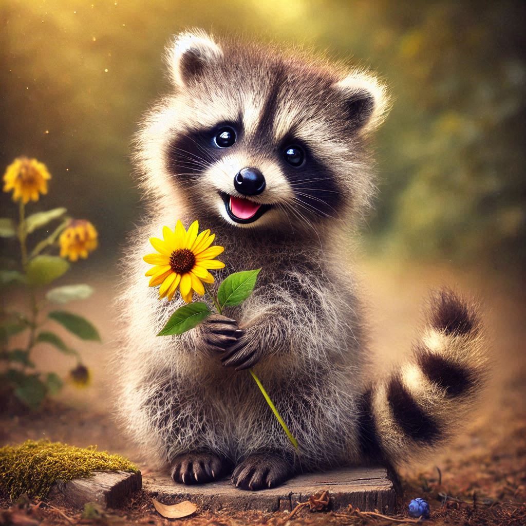 Raccoon With Gift  by @Magic School Bus Dropout