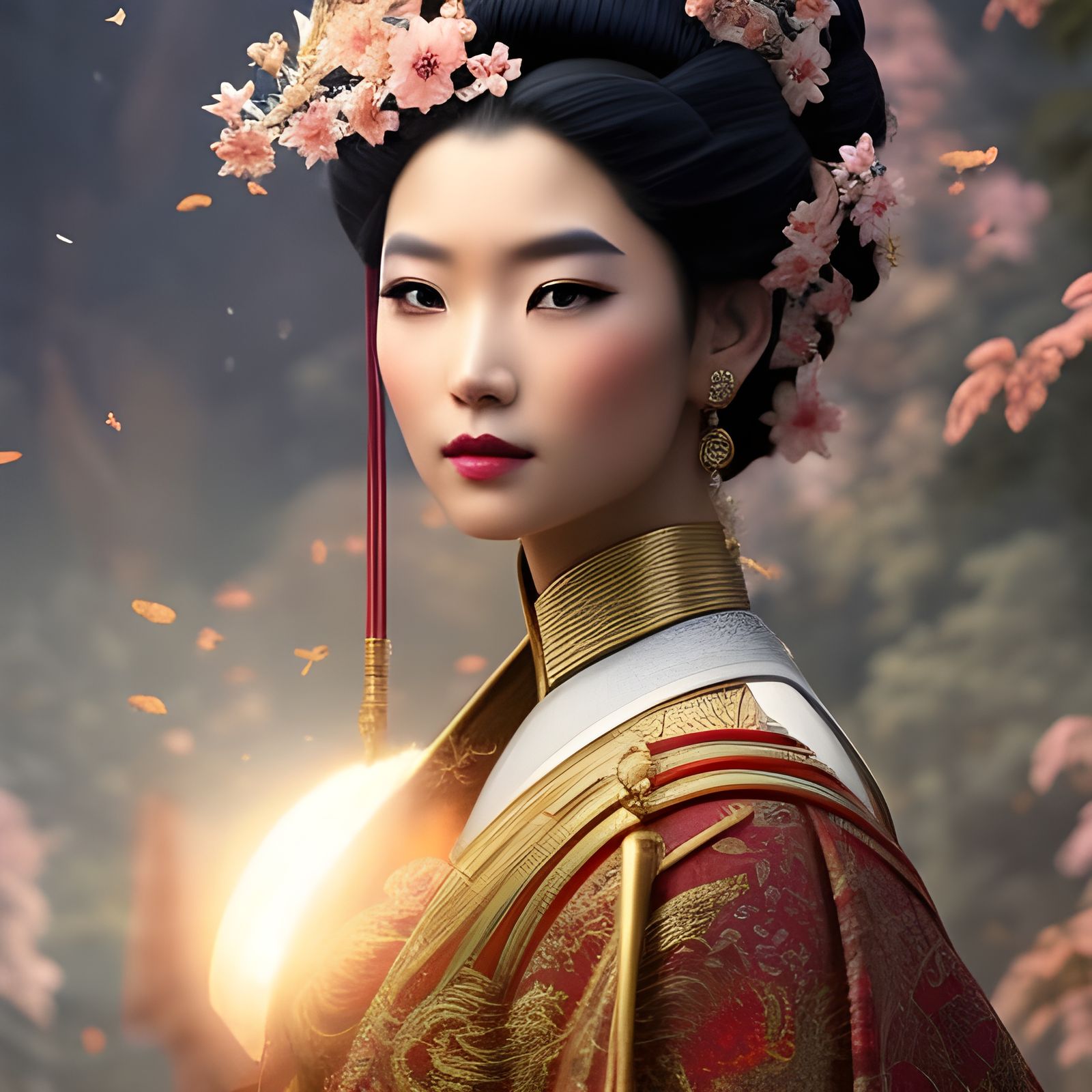 Geisha reflecting the rising sun - AI Generated Artwork - NightCafe Creator