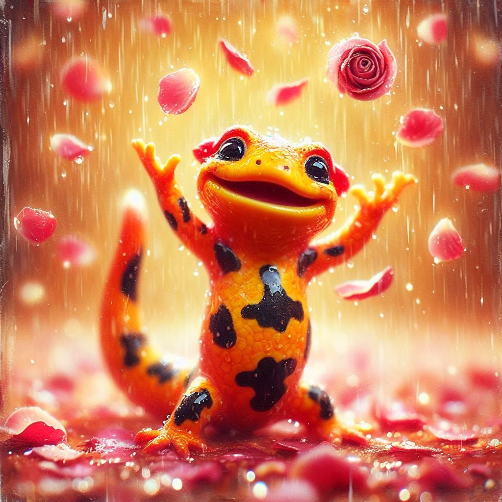 Fire salamander, 'American Beauty'-style ❤️